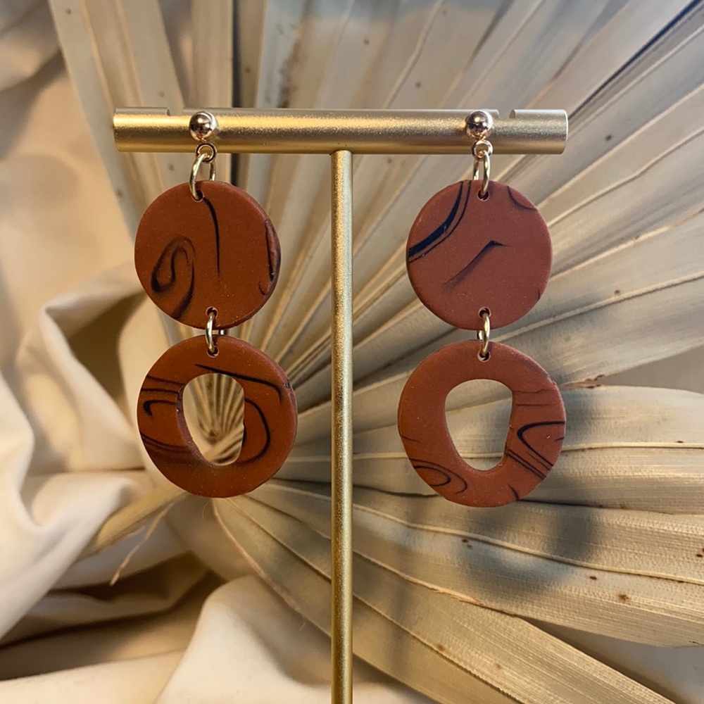 Tortoise-Inspired Polymer Clay Earrings